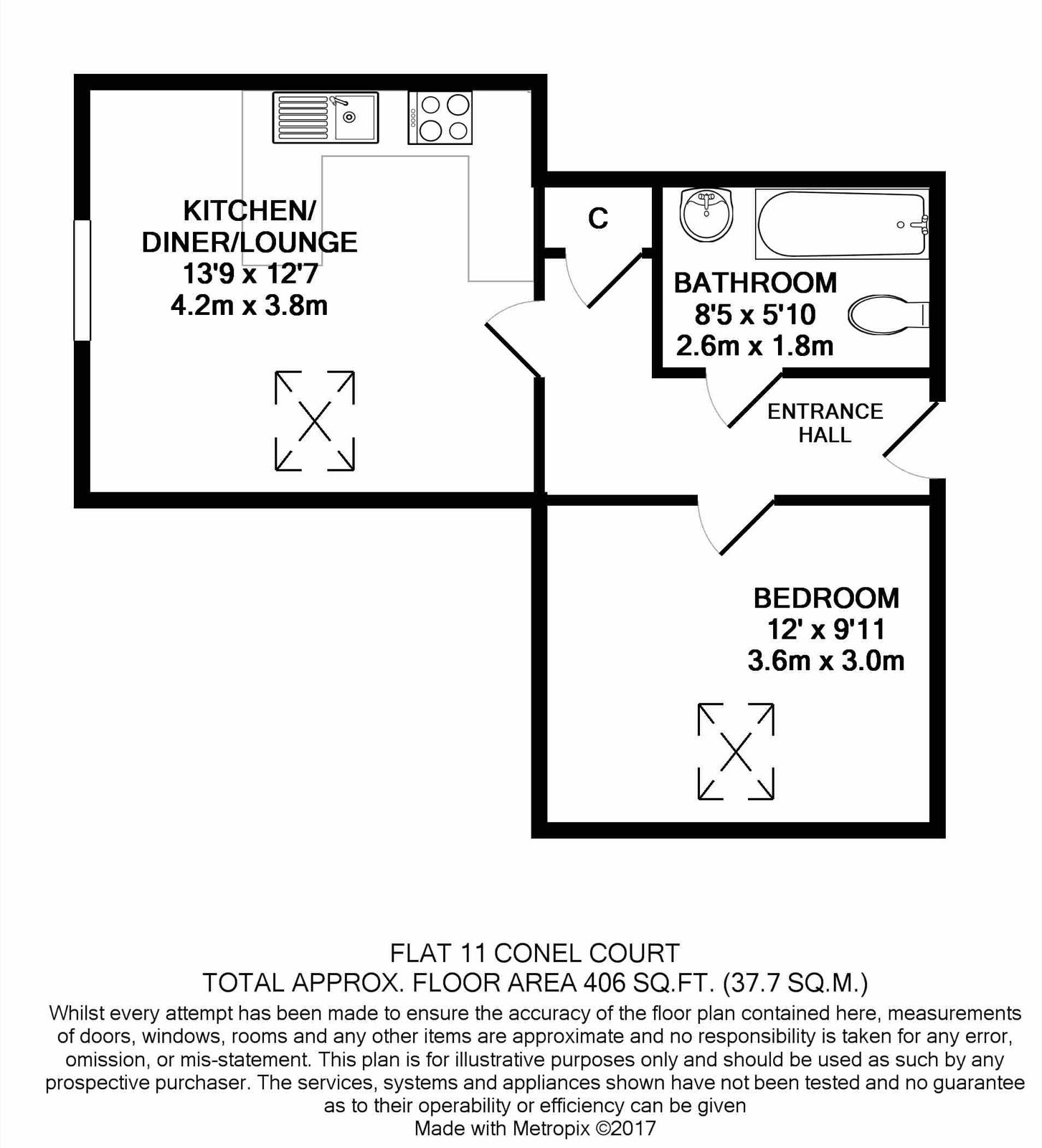 Floorplan of Flat 11, Conel Court