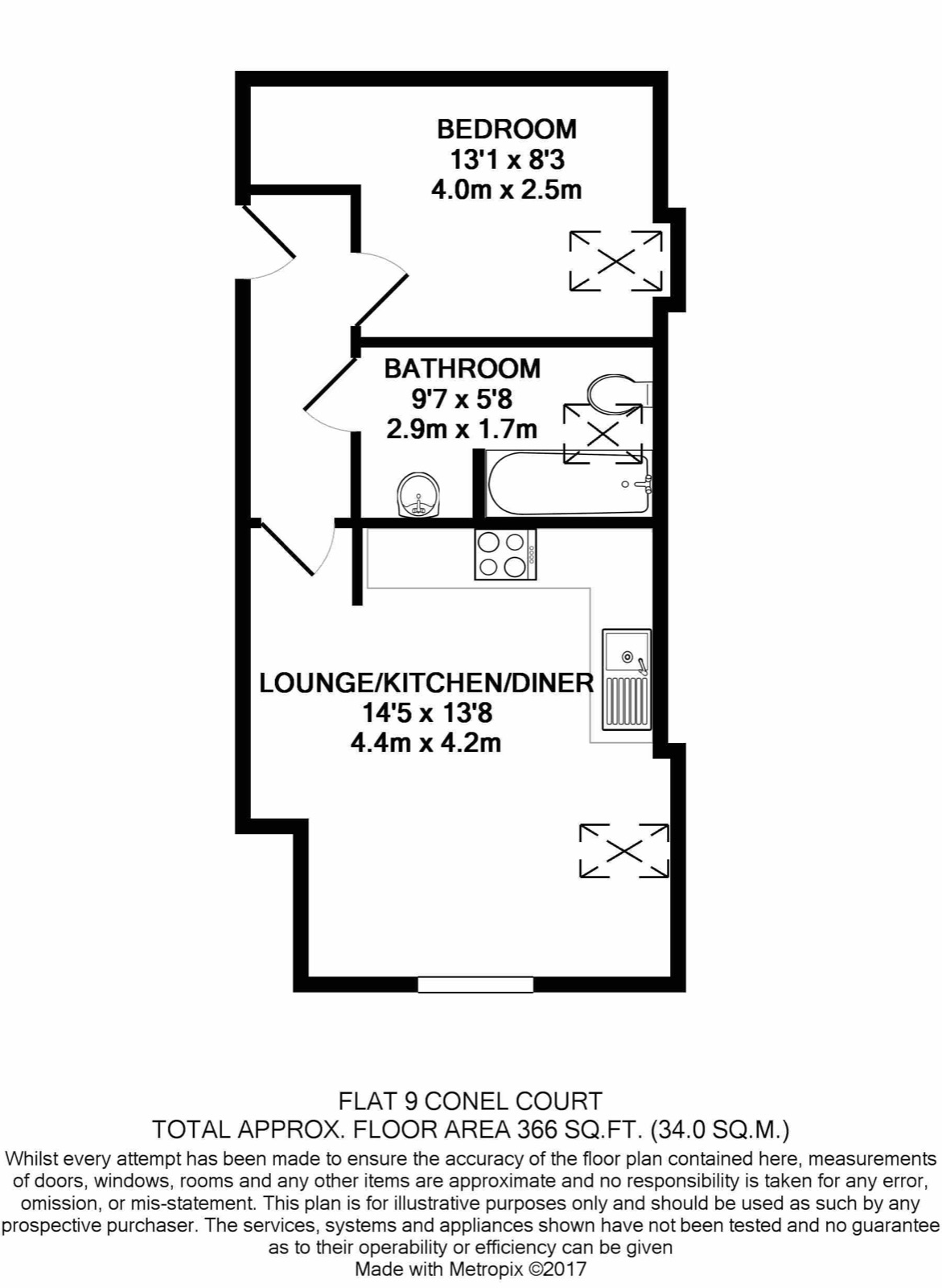 Floorplan of Flat 9, Conel Court