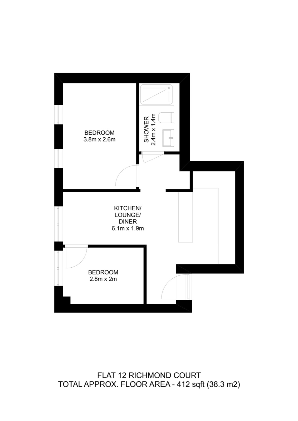 Floorplan of Flat 12, Richmond Court